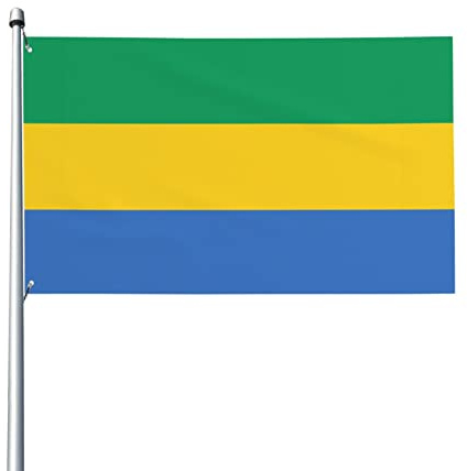 Drapeau du Gabon Drapeaux décoratifs extérieurs 0,9 x 1,5 m Pelouse extérieure, balcon, véranda, fête adaptée à tout temps extérieur