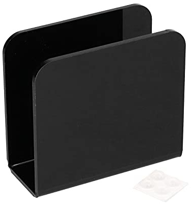 Tiiyee Acrylic Napkin Holder, Black Table Countertop Serviette Holder with Paste, Dispenser Stand for Cocktail Napkins Vintage Modern Design for Kitchen Cafe Restaurant Bar Picnic Indoor Outdoor Decor