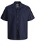 JACK & JONES Mens Resort Linen Blend Short Sleeve Shirt Navy Blazer XL