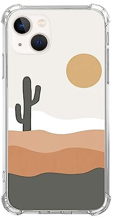 Desert Cactus Phone Case Compatible with iPhone 13, Wild Plant Cactus Sunset Cover for Teens Men Women, Trendy Cool TPU Bumper Case Cover for iPhone 13