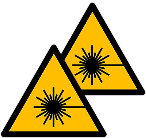 Becral - Aufkleber Laserstrahl / Signal Dreieck W004 zugelassen, ASR A1.3, DIN EN ISO 7010 Polyester Gelb Schwarz (150mm - 2 Stück)