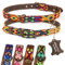 ALTEZAR Hundehalsband Leder - braunes Rindsleder Tribal Farbenrausch durchgehend Bestickt bunt - Handgemacht in Mexiko Lederhalsband Hund - Größe L - für große Hunde