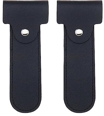 EMSea 2pcs Étui de Rasoir en Cuir PU Porte-pochette de Rasage Portable Rasoir de Sécurité à Double Tranchant Housse de Protection pour Voyage d'affaires 14x5.5cm, Noir