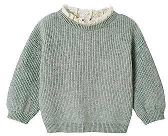 Vertbaudet Baby Pullover mit Volantkragen Mama-Tochter-Capsule salbeigrün 74