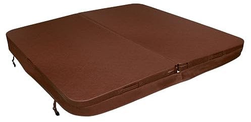 Whirlpool Abdeckung Spa Deckel 220 x 220cm Sichere Outdoor-Schutzhülle Quadratisch Hardtop Wetterfest PVC-Leder UV-schimmel- und flammfest 4 x Abschließbare Gurte mit Schlüsseln 6 x Hebebügel – Braun