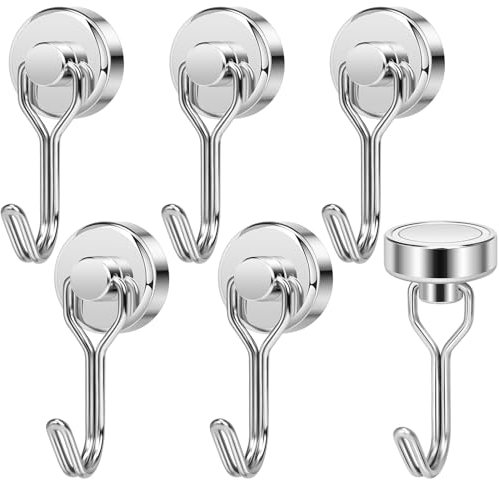 Wukong 6 Pezzi Ganci Magnetici Potente, 20mm Calamita Neodimio Ganci Altalena, 13KG(28LB) Calamite Piccole Rotonde, Gancio Magnetico per Cucina, Magazzino e Esterno