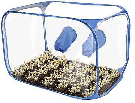 Asixxsix Kit de Cultivo de Setas, Tienda de Campaña Plegable Portátil para Setas con 2 Puertos para Brazos Contenedor de Cultivo de Setas, Caja de Cultivo Portátil Invernadero de Seta