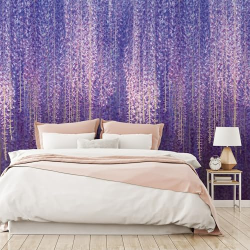 Fototapete Vlies Blumen Motiv Wisteria Floral Lila Blau Rosa ML6501