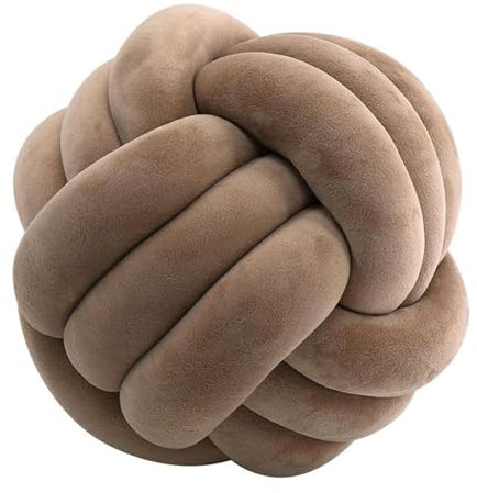 ObaBO Handgefertigtes Knotenkissen, Knotenkugelkissen für Sofa, Bett, Schlafzimmer, Büro, Reisen, Heimdekoration, handgeknüpftes Kissen, Auto, Büro,Brown-7.9in
