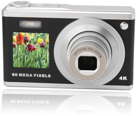 Dpofirs 4K Digitalkamera für Fotografie, 10-facher Optischer Zoom, Autofokus, Ultra HD Doppelbildschirm, 60 MP Anti Shake Outdoor Videokamera Camcorder für Selfie (Schwarz)