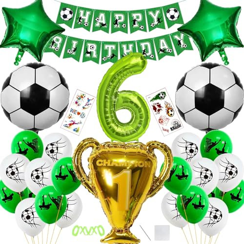 Fußball Geburtstagsdeko 6 Jahre Junge, Fussball Deko Geburtstag Kinder, Fussball Geburtstag Deko Set, Fussball Luftballon 6, Deko Geburtstag Spielzeug Set Designed for Fußball Party Deko