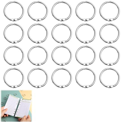 XIWUPO Buchringe, Ring Binder, Buchbinderinge, Ringbinder, Binderinge, Buchringe 20mm, Buch Ringe, Für Tagebuch Karteikarten Schlüsselringe Scrapbook Album Handwerk Fotoalbum Memo, 30stück