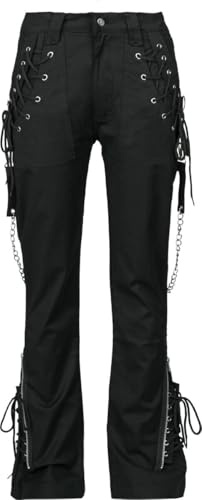 Gothicana by EMP Damen Schwarze Hose mit Schnürdetails und Ketten