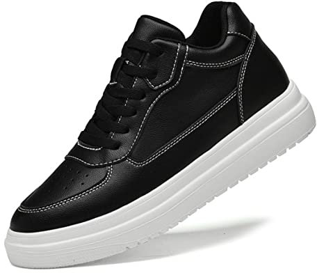 VIBLiSS Herren Aufzug Schuhe, Unsichtbare Höhe Erhöhung Schuhe Leder Atmungsaktive Casual Walking Schuhe,Black 8cm,42 EU