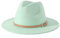Bywenzai Männer Frauen Filz Top Hüte Fedora Panama Hüte Zylinder Mit Flacher Krempe Damen Französischer Filzhut Warmer Jazzhut Herren M (56-58Cm) Mintgrüner Hut + Heller Khakifarbener Gürtel