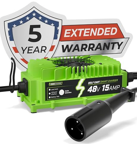 Form - 15 Ampere Autobatterie Ladegerät für 48 Volt Golfwagen (Kreisstecker Lithium/Blei), Rot - F48V15A201