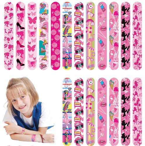 POPOYU 24 Stück Bar-bi Schnapparmbänder Kinder,Barbiprinzessin Armband Kindergeburtstag Gastgeschenke,Mitgebsel Bar-bi Geburtstag Junge,Bar-bi Mitgebsel Slap Armbänder für Prinzessin Kleine Geschenke