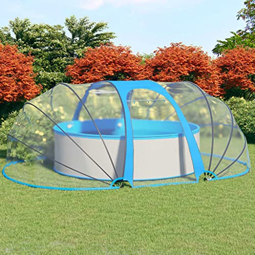 KOIECETA Pooldach Pavillion Zelt Gartenpavillion Überdachung Gartendach Cabrio Dome Poolüberdachung für Aufstellpool Oval 530x410x205 cm