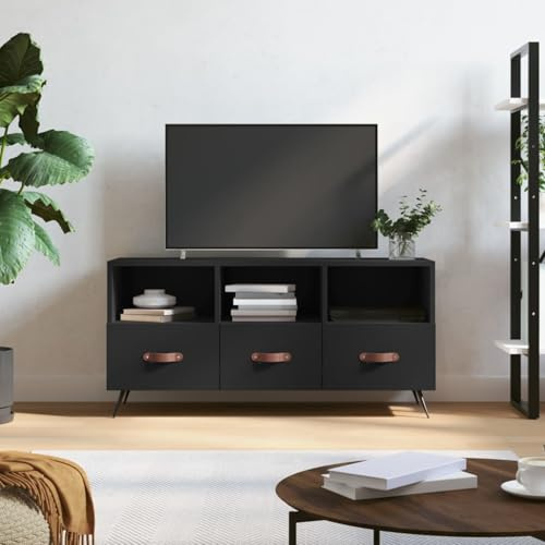 Gecheer Meuble TV, meuble TV de salon, table pour télévisions, meuble TV en bois d'ingénierie noir 102 x 36 x 50 cm