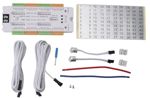 Kit de Iluminación de Escalera LED con Sensor de Movimiento Inteligente, Kit de Iluminación de Escalera LED de Estilo en Cascada Ajustable de 4 Velocidades,Tira de Luz LED Cortable