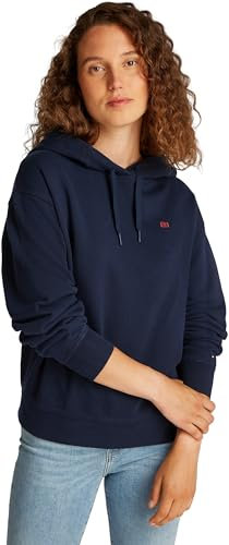 Tommy Hilfiger Damen Hoodie Contrast Flag Regular Fit, Blau (Dark Night Navy), M