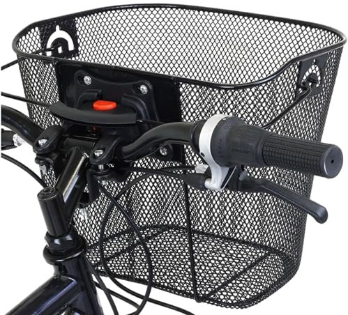 Lenkerkorb mit Schnellbefestigung, Fahrradkorb für Kinder Vorne, Fahrradkorb für Vorne, Fahrradkorb Lenker, Fahrradkorb für Gepäckträger, Fahrradkorb Vorne, Rollerkorb mit Fester Halterung, Schwarz