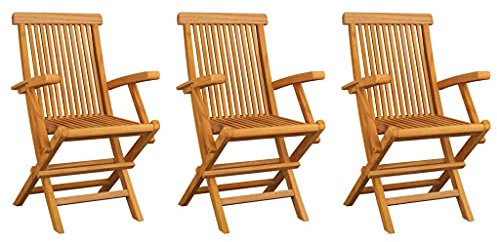 Willood Gartenstühle 3 STK. Massivholz Teak Gartenstuhl Stühle Klappstuhl Holzstuhl Gartenmöbel