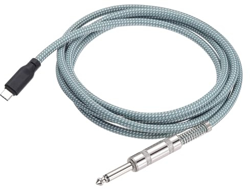 sourcing map Electric Guitar Recording Cord Adapter, 6.6 Ft 6.35mm Gold Plated to USB C Green Record Cable, 1/4 Inch TS Mono Interconnect with Phone, Tablet, Laptop