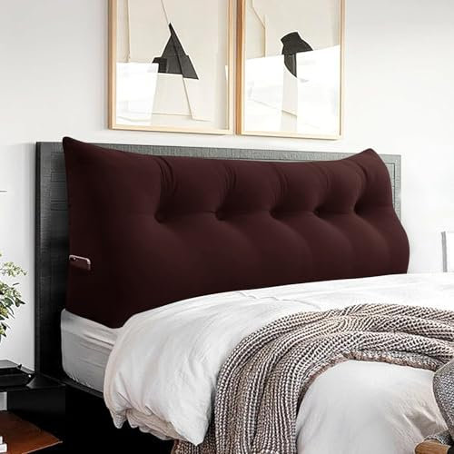 BNCKTRD Kopfende Großes Rückenkissen Bequemes Lesekissen und Rückenteil im Bett Rückenlehne Kopfkissen Langes XXL Kissen für Sofa, Couch, Wandkissen Polster Samt Schokobraun 160cm