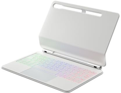 Sequin XQT Tastiera per Samsung Galaxy Tab S7/S8/S9/S9FE, tastiera tedesca, forte tastiera magnetica rimovibile senza fili per tablet (11 pollici, bianco)