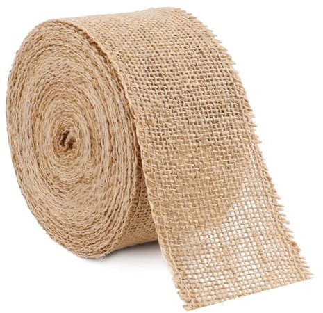 10M Juteband, 6cm Sackleinen Band, Geschenkband Breit, Dekoband Jute, für DIY Handwerk Verpackung, Geschenk, Hochzeit, Weihnachten, Esstisch, Blumenstrauß Dekoration, 10m/Rollen