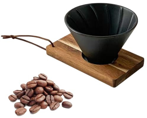 Aipeeo Kaffeefilter Porzellan,Kaffeefilter Keramik,Handfilter Kaffee Filterbehälter,Kaffeefilter Größe 4 Wiederverwendbarer Kaffeefilterhalter,Geeignet für Haus,Restaurant,Café(Schwarze)