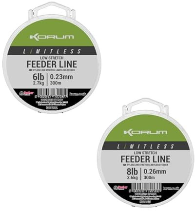 Korum Limitless Feeder Schnur 300 m, geringe Dehnung, schnell sinkend, monofil, hohe Knotenfestigkeit, abriebfest, Haupt- oder Stoßvorfach