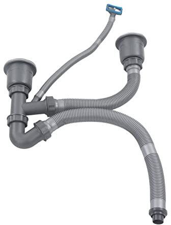 Kit de Tubería de Drenaje de Doble Fregadero de Doble Expansión Kit de Drenaje Universal Rápido para Fregadero de Cocina, Kit de Manguera de Desagüe de Lavado de Instalación Fácil de Instalación -
