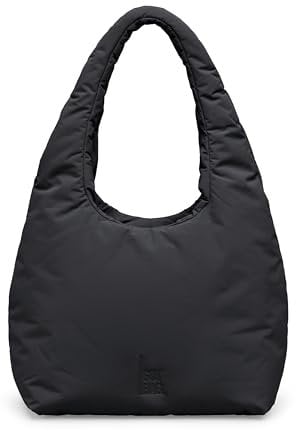 GOT BAG Shoulder Bag CLOUD | Recycelte Nylon Puffer Handtasche | Recycelte Nylon Shopper Tasche | Wasserabweisende Puffy Schultertasche mit Magnetverschluss (black)