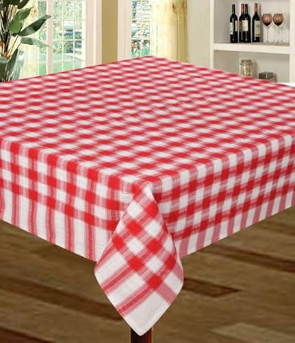 Snugglemore Seersucker 100% Cotton Tablecloth Sizes Napkins Also Available (Red, 50 x 50)