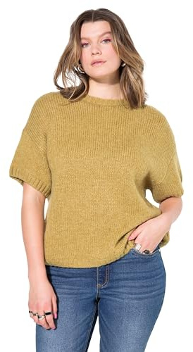 Studio Untold Damen große Größen Übergrößen Plus Size Pullover, Oversize Shape, Fancy-Strick, Halbarm helloliv 46+ 840722310-46+