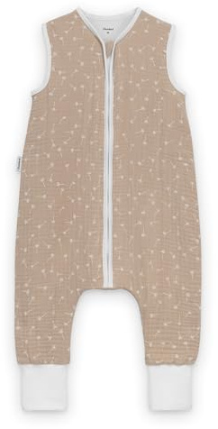 Ehrenkind® Baby Sommerschlafsack mit Füßen Musselin | aus weicher OEKO-TEX zertifizierter Bio-Baumwolle | Sommer Baby Schlafsack 1 TOG Gr. 100 Farbe Beige Gemustert