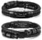 Armband Herren Lederarmband mit buchstaben - Schwarz Armbänder Leder mit Gravur A-Z Buchstabe Personalisierte Geschenke für Männer Jahrestag Geburtstag Vatertagsgeschenk für Papa Opa Sohn Bruder (A)