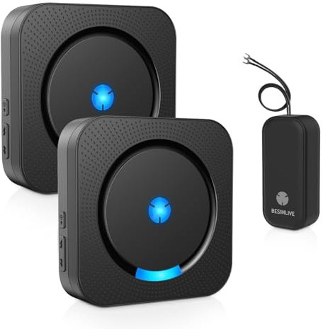 Besimlive Funksignal Weiterleitung Set,Türklingel Erweiterung Weiterleitung Funk for Blink Türklingel Weiterleitung- 1 Funkkonverter & 2 Steckdose Empfänger für Türklingel Kabelgebunden