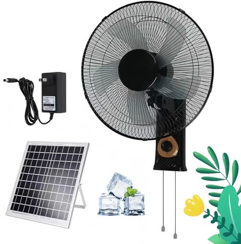 Ventilador De Pared, Ventilador De Alimentado por Energía Solar, Fácil De Limpiar, para Dormitorio, Oficina, Hogar(A)