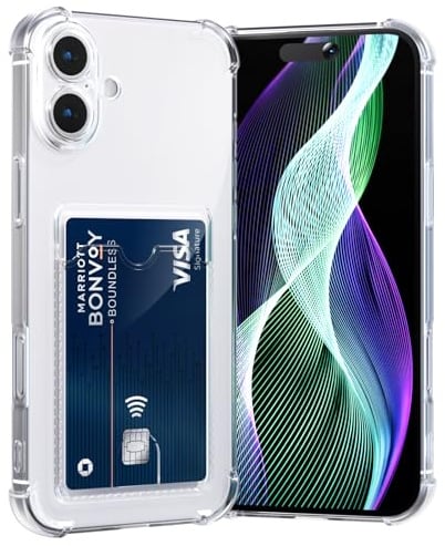 AKABEILA Hülle für iPhone 17 Schutzhülle mit Kartenfach Transparent Silikon TPU Handyhülle Dünn Weiche Stoßfest Bumper Brieftasche Case 6.3 Zoll