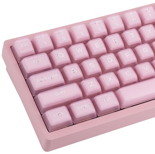 Pink Jade Keycaps 142 Keys PBT Double Shot Keycaps, SA Profile Translucent Shine Through Keycap Custom Keycap Set for Cherry Mx Switches ISO ANSI Layout Mechanical Keyboard