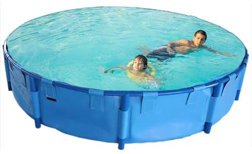 LZMZMQ Piscinas Desmontables Acero/Piscina Marco Piscinas Infantiles Pequeñas con Marco De Plástico De 1/2/3/4/5/6/7/8/9/10 M, Piscinas Elevadas Redondas Grandes(7X1M/38460L/10160GAL)