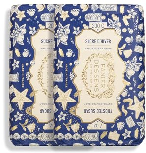 Panier des Sens - Frosted Sugar Soap Bar 2x200g - Extra-Gentle Soap - Gift Sets - Limited Christmas Edition - 96% Natural Ingredients - Vanilla Gourmand Scent - Made in France