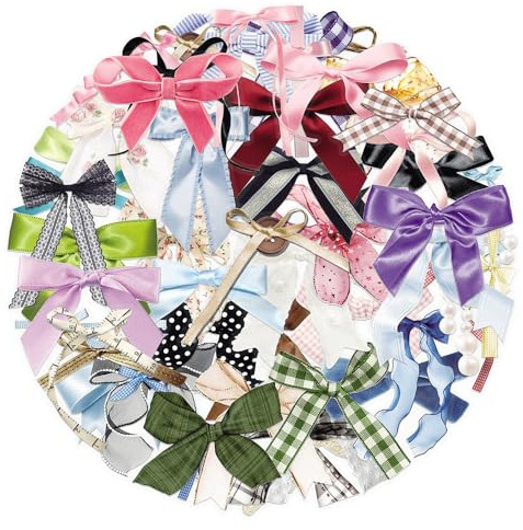 Aesthetic Bow Polyester Stickers, 50 PCS Waterproof Hand-Drawn Object Decals for Laptops, Scrapbooking, Journals, Notebooks, Water Bottles, Suitcases, Phones & DIY Decor