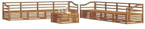 vidaXL Outdoor-Sofagarnitur 9 pcs Natur, Moderne Lounge für draußen, Bequeme Gartenmöbel, Akazienholz-Sofa, wetterfeste Terrassen-Sitzgruppe