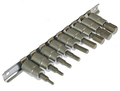 9 Piece 3/8 Drive AF hex bit sockets on Rail.