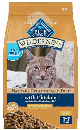 Blue Buffalo Wilderness Chicken Weight Control Dry Cat Food, 5 lb