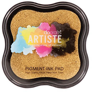Artiste Pigment Metallic Gold Ink Pad for Stamping, Embossing Powders, Crafting Supplies, Highly Pigmented, for Use with Clear Stamps, Rubber Stamps, Ink Pads are Safe Non-Toxic Acid-Free